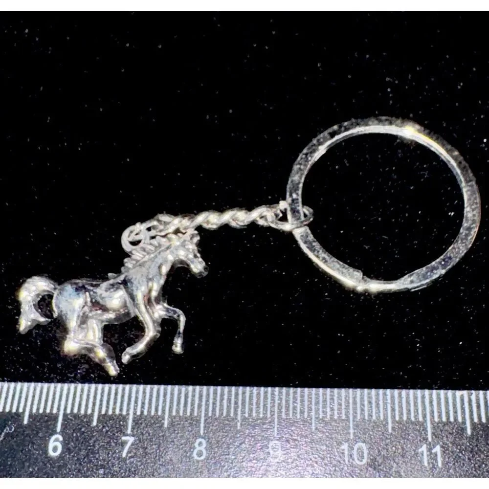 Luxury‎ Running Horse Keychain Metal Silver Tone